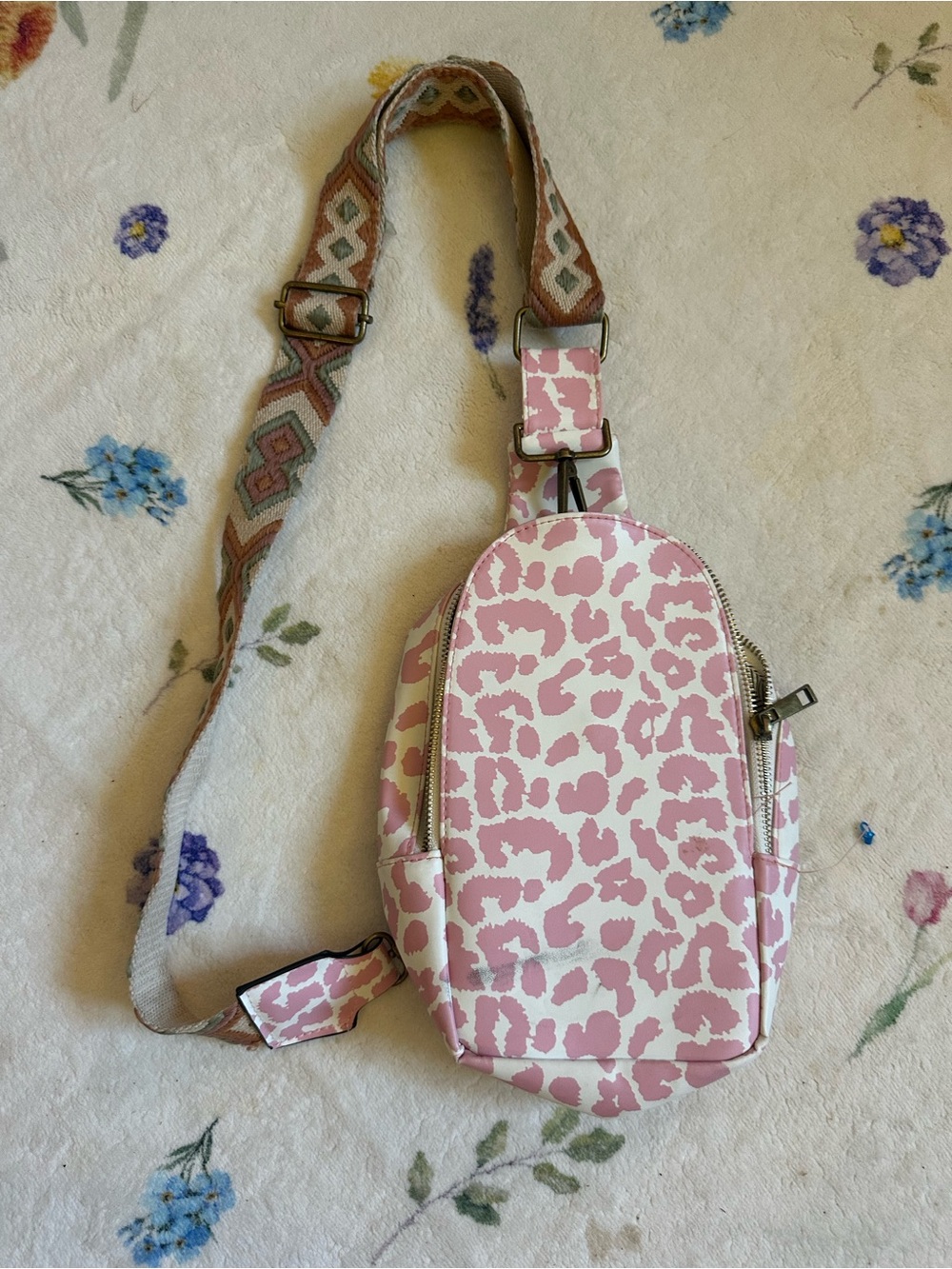 Pink Leopard Print Crossbody Sling Bag - Women